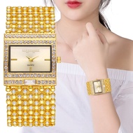 Luxury Rhinestone Square Dial Quartz Watch Women Gold Stainless Steel Waterproof Bracelet Wrist Watc
