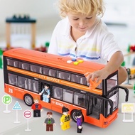 Children's Double-Decker Bus Toy Bus Model Inertial Baby School Bus Big Bus Boy Toy
