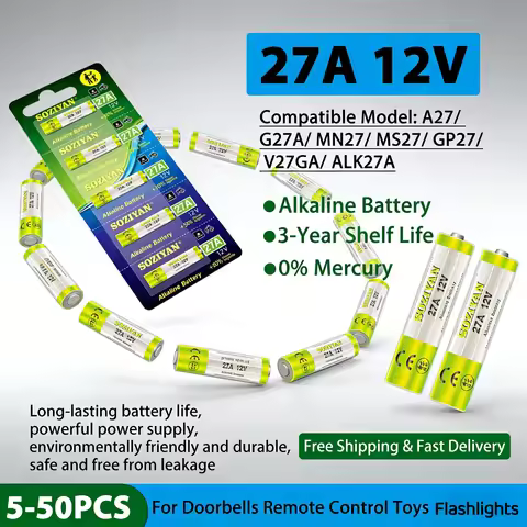 5-100PCS 27A 12V Alkaline Battery A27 G27A MN27 MS27 Long-lasting Dry Battery for Doorbell Garage Re