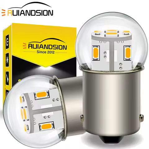 2Pcs P21W 1156 BA15S BA15D LED Bulbs 6V 12V 24V 48V 1157 BAY15D P21/5W Turn Signal Light 3014SMD Rev