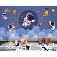 Custom 3d Wallpaper for Kids Room Mural Nordic Astronaut Spacecraft Mural Children's Room Boys' Bedr