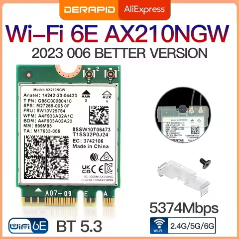Tri Band WiFi6E AX210 Wireless 2.4Gbps Bluetooth 5.3 802.11AX Wireless Wi-Fi 6 AX210 For Intel AX210