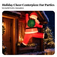 Inflatable Climbing Santa Outdoor Climbing Santa Figure Christmas Wall Ornament Printed Face Sewn Pa
