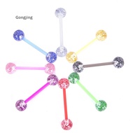 [Gongjing] 8PCS/Set Colorful Glitters Acrylic Barbell Ball Tongue Rings Piercing Jewelry NAY