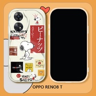 For OPPO Reno8 T Reno8 Pro Reno 8T 5G Reno 8 Pro Cartoon Snoopy Label Phone Case Soft Silicone Wave Edge Back Cover Casing