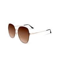 ALEGANT - 輕時尚漸層橄欖棕果凍透視金屬鏡框設計墨鏡│UV400太陽眼鏡