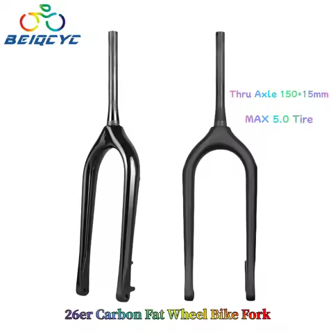 Fat Bike Fork 26er*5.0 Tire Carbon Fat Bicycle Fork 150*15mm Snow Bike Carbon Fork Thru Axle 26inch"