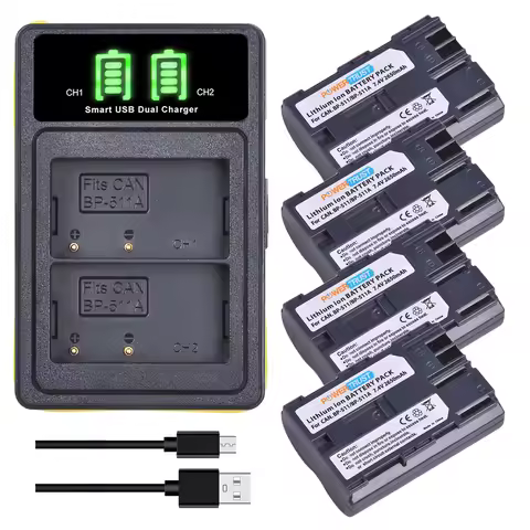 2650mAh BP-511 BP 511 BP511 BP511A Battery + LED USB Dual Charger for Canon EOS 40D 300D 5D 20D 30D 