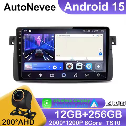 Car Radio Player BMW E46 M3 318 320 325 330 335 199 Wireless CarPlay Android 15 AutoRadio 2 din GPS 