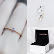 Pandora แหวนเงิน 925 ทอง 14K ประดับเพชรโมอิส พร้อมกล่อง สําหรับผู้หญิง