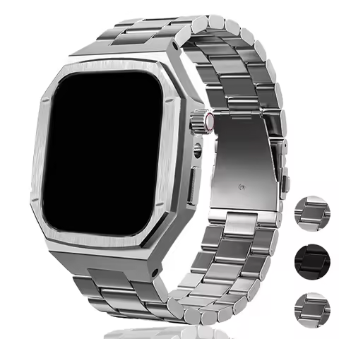 Luxury Metal Modification Kit for Apple Watch Apple Watch Series 11 S10 46mm Stainless Steel Strap+C
