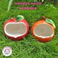 Apple Ceramic hamster House - Orange | Hamster hideout hamster house
