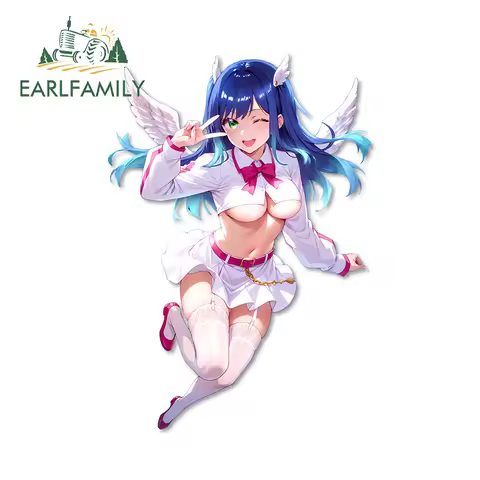 EARLFAMILY 13cm x 9.8cm Anime Angel Loli Car Sticker Hentai Breast Computer Host Decal Trunk Occlusi