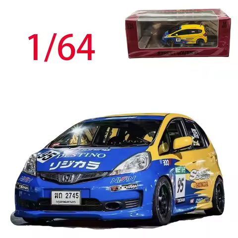 SW Diecast 1/64 Scale Honda Alloy Car Model Honda Jazz Fit 2 GE8 RS Edition Spoon Play Vehicles Toys