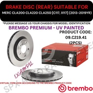 BREMBO GENUINE DISC ROTOR (REAR) FOR MERC CLA200 CLA220 CLA250 [C117, X117] (2013-2019YR) (295MM)