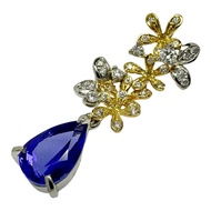 坦桑石 3.49 克拉，鑽石總重 0.47 克拉，吊墜TOP， K18 金/Pt900 鉑金，6.6 克，女士 [二手]