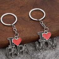 1 Set, Featuring MOM DAD Heart Shaped Letter Pendant, Dad & Mum Keychain, Unisex Black Minimalist Fa