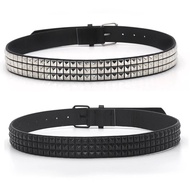 Fashion Rhinestone Rivet Y2K Belt Black Silver Men & Women Studded Belt Punk with Pin Buckle