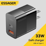 Essager USB Type C Fast Charger 33W QC PD 3.0 Dual Port Mini Portable Adapter For IPhone 14 13 12 IP