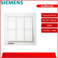 SIEMENS PVC SWITCH 10AX 3GANG 1WAY(5TA13313PC01)
