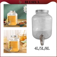 blesiya Glass Drink Dispenser Glass Jar Drink Dispenser Cold Drink Container with Faucet