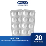 UNILAB - Pharex® D-Vit 800 20s - For the prevention and treatment of Vitamin D deficiency