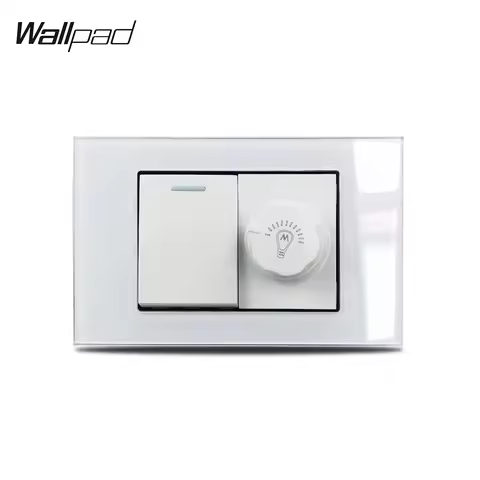 118*75mm Dimmer and 1 Gang Wall Switch Wallpad L3 White Glass Panel 1 2 Way Switch with Dimmer Light