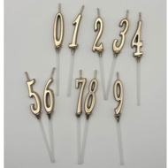 Number 0-9 Candle Champagne Colour Small Set of 3