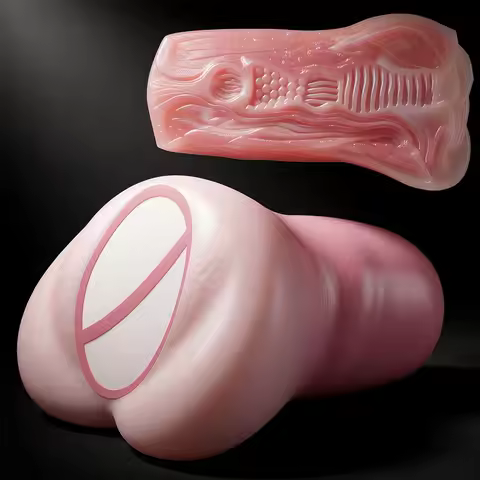 GEEBA 3D Internal Texture Male Masturbator Cup Dual Hole Realistic Vagina Pocket Pussy Manual Men's 