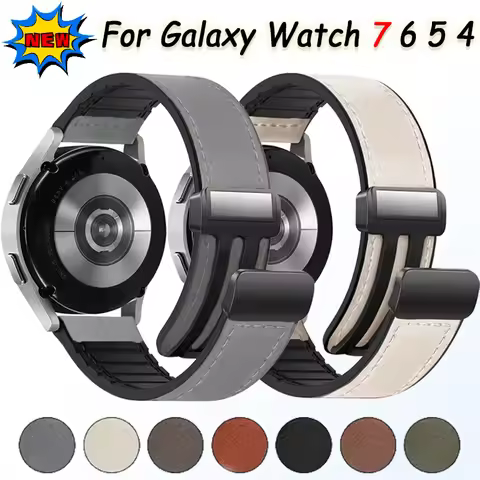 Leather Silicone Strap For Samsung Galaxy Watch 7 6 5 4 Magnetic bracelet Wristband Xiaomi Watch S4 