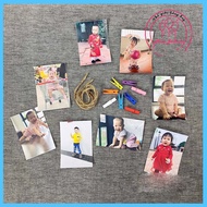 Set of 8 Photos size 6x9 + 8 Wooden Clips + 1m of rope