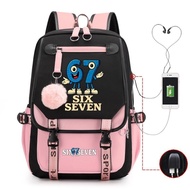 Six Junior High School Backpack Large School Bag Capacity Trendy Cartoon School Bag Student seven67 