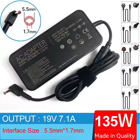 19V 7.1A 135W 5.5mm*1.7mm Laptop Ac Adapter Charger For Acer Aspire GTX1050 T5000-73CF VX5-591G AZ3-