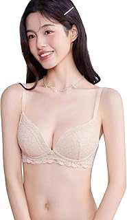 6IXTY8IGHT Women's Sofiya Wireless Lace Demi Bra Super Soft Medium Padded Cups Push Up Lingerie BR13