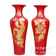 Jingdezhen Ceramic Chinese Red Large Vase Antique Floor Large Vase Hotel Living Room Ornament Decoration Manufacturer