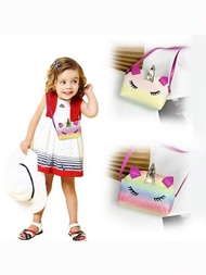Mochila de moda versátil con unicornio creativo multicolor para niños, con correa cruzada.