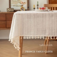 table cloth Simple Cotton And Linen Tablecloth Beige Round Table Square Table Simple Square Lace Din