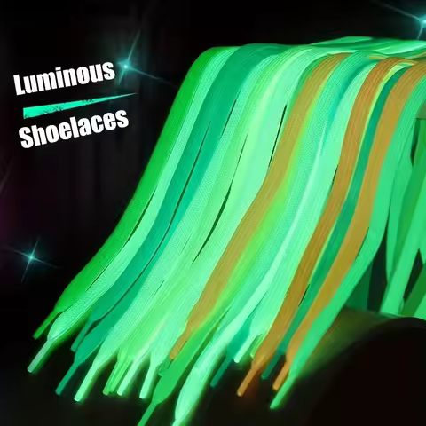 6 Pairs of Green/white Luminous Shoelaces, Fitting The Original Shoelace Holes, Suitable for Sports 