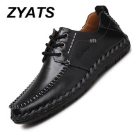 ZYATS รองเท้าหนังวัวแท้คละแบบรองเท้าหนังลูกวัวลำลองไซส์ใหญ่ 38-45
