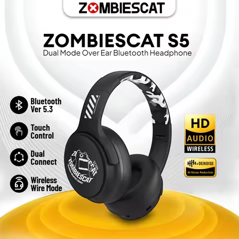 Zombies Cat S5 Bluetooth Wireless Earphones ENC Call Noise Canceling Bluetooth 5.3 Headphone with Mi