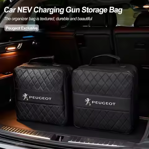 Car NEV Charging Gun Storage Bag EV Organizer Box For Peugeot 2008 208 308 508 4008 408 3008 307 207