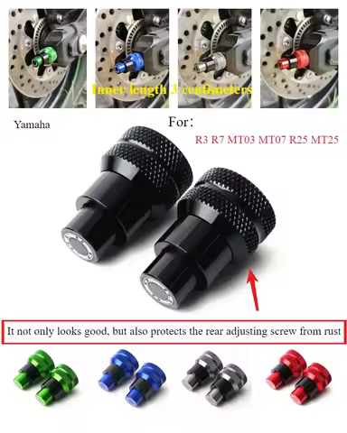 Motorcycle refitted aluminum alloy rear adjuster screw cover plug is applicable to Yamaha R3 R7 MT03
