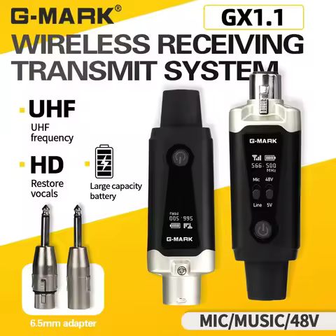 Wireless Microphone System G-MARK GX1.1 UHF XLR Adapter 16 Channels Audio Transmitter And Receiver F