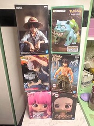 全新figure (海賊王、彌豆子、高橋留美子、嘴平伊之助、amazing heroes、Pokemon(請注意，因為全新所以未拆包裝 但因為放耐咗包裝會有摺痕或者少少變色 如有興趣請私訊）全部都是在