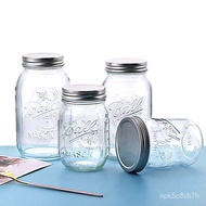 Ball Mason JarAmerican Mason Jar Glass Transparent Overnight Oat Cup Wide Mouth Milkshake Cereal Sealed Jar