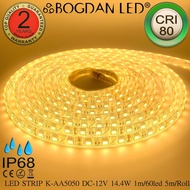 LED STRIP K-AA5050-60-2700K DC12V IP68 ยี่ห้อ BOGDAN LED Warm White ไฟเส้นแอลอีดี แบบกันน้ำ 100% ส