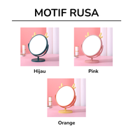 Gratis Ongkir - Cermin Kaca Meja Make Up Motif Kuping / Cermin Make Up Bulat Motif Telinga Binatang