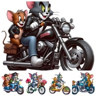 Cat And Mouse Handsome Locomotive Style 3 Effect Flat Sticker Electric Car Sticker Children's Room D