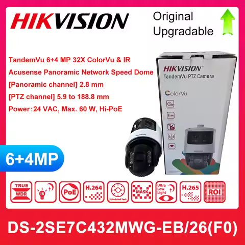 Original Hikvision DS-2SE7C432MWG-EB/26(F0) TandemVu 6+4 MP 32X ColorVu & IR Acusense Panoramic Netw