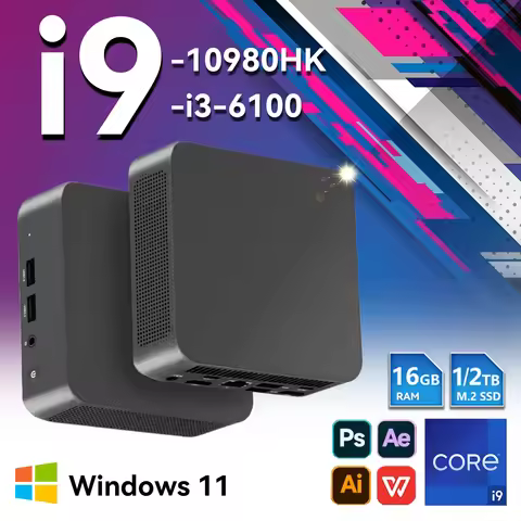 Windows 11 Pro Intel Core i9 10980HK i3-6100 Mini PC Computer 16GB 1TB 2TB 4K Gaming Computer WiFi6 
